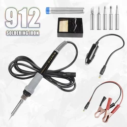 35W Car Soldering Iron Kit With DC Power Clips Cigarette Lighter Cable M900 Tip Bakelite Bracket For Electronic Repair