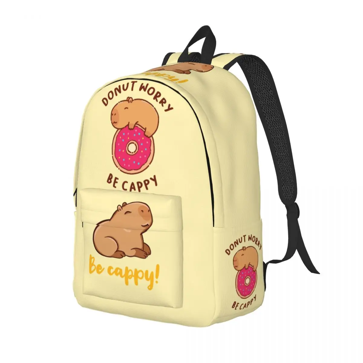 Happy Capyabara Backpack for Preschool Kindergarten School Student Cute Capyabaras Donut Bookbag Girl Kids Daypack with Pocket