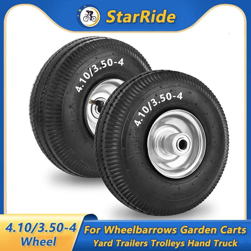 

1pc 4.10/3.50-4 Pneumatic Wheel Tire 10" Wheels for Wheelbarrows Garden Carts Yard Trailers Trolleys Hand Truck 410-4 Wheels