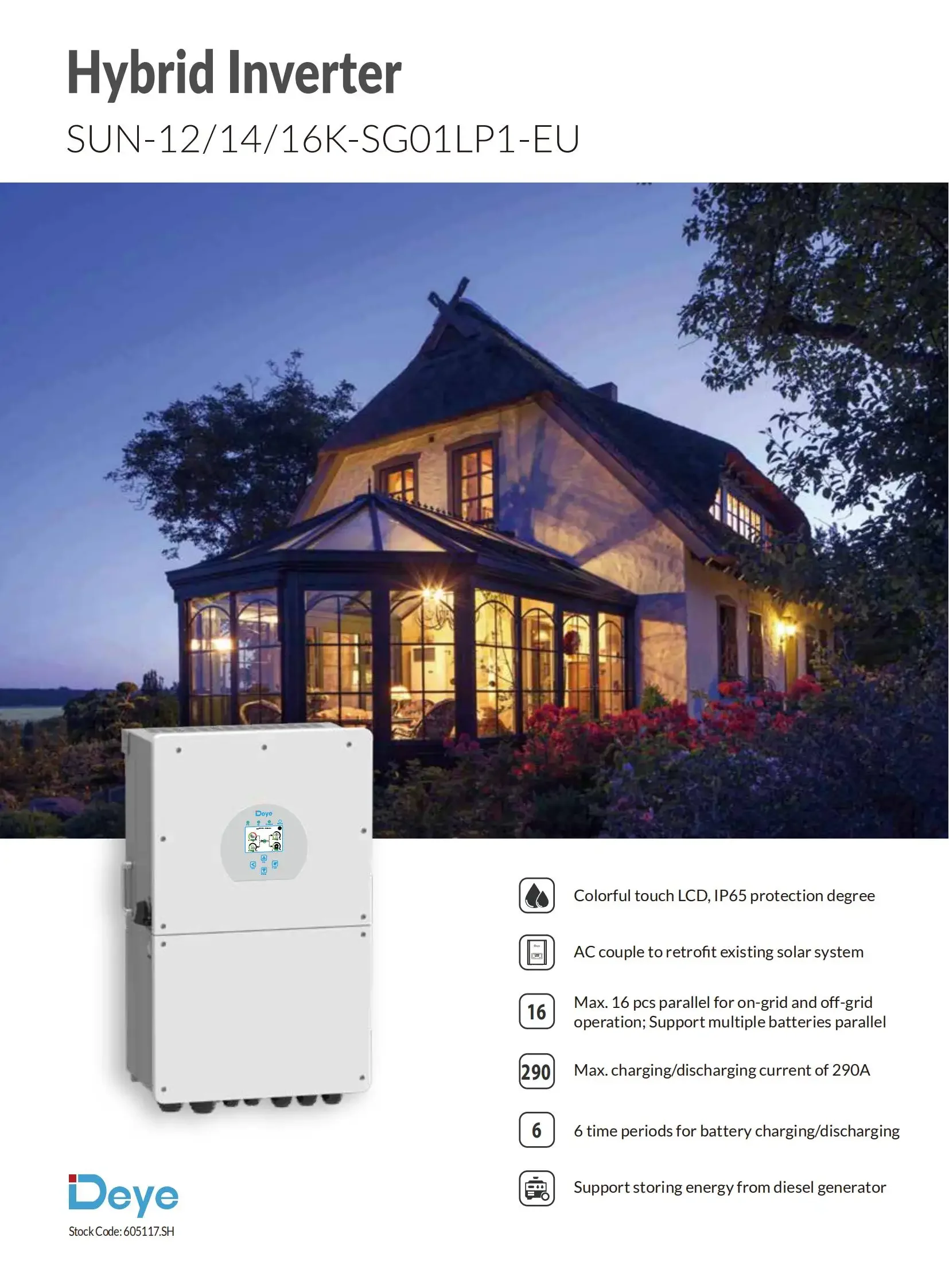 Deye 5KW 6KW 8KW 10KW 12KW Low Voltage hybrid   3-phase  inverter