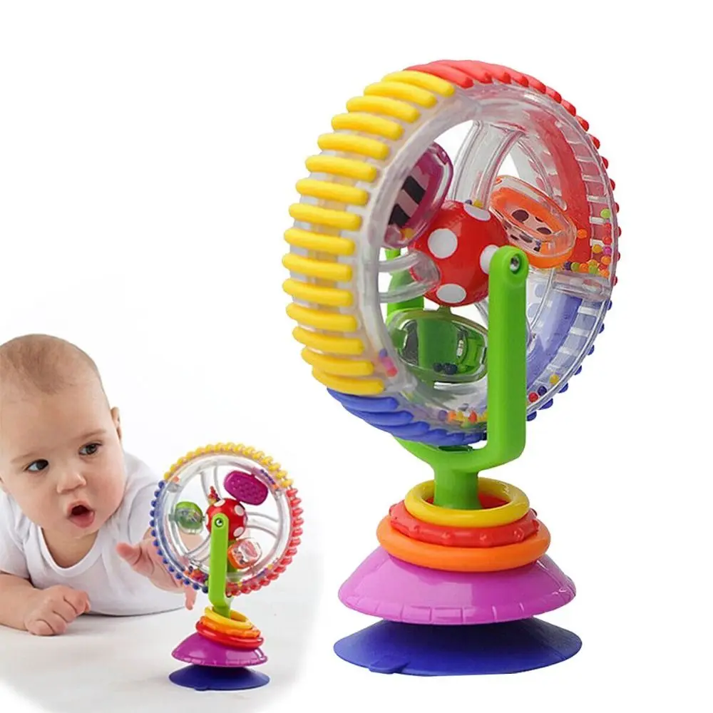 Colorful Beads Gift Rainbow Ferris Wheel Suction Chair  Rotate Windmill Infant Kid