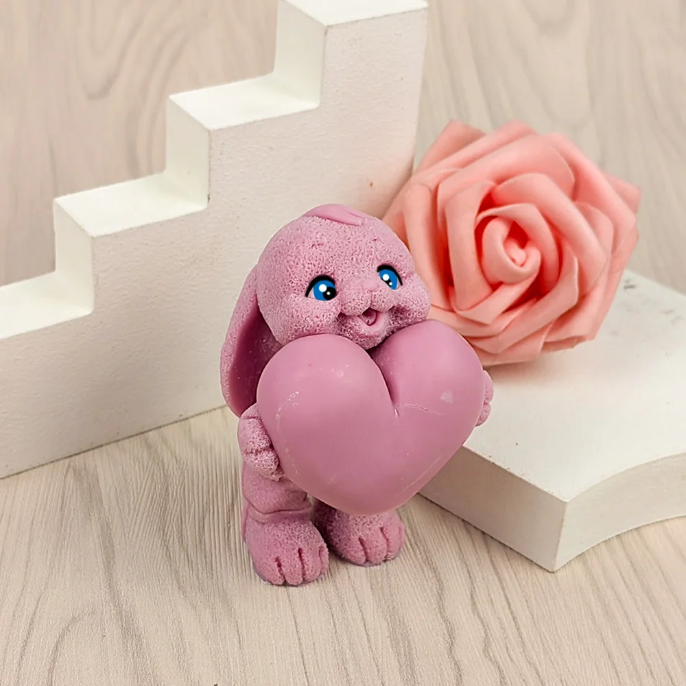 

Rabbit Shape Silicone Mold 3D Cute Heart Fondant Cake Mould Soap Clay Candy Chocolate New Moulds Decorating DIY Tools