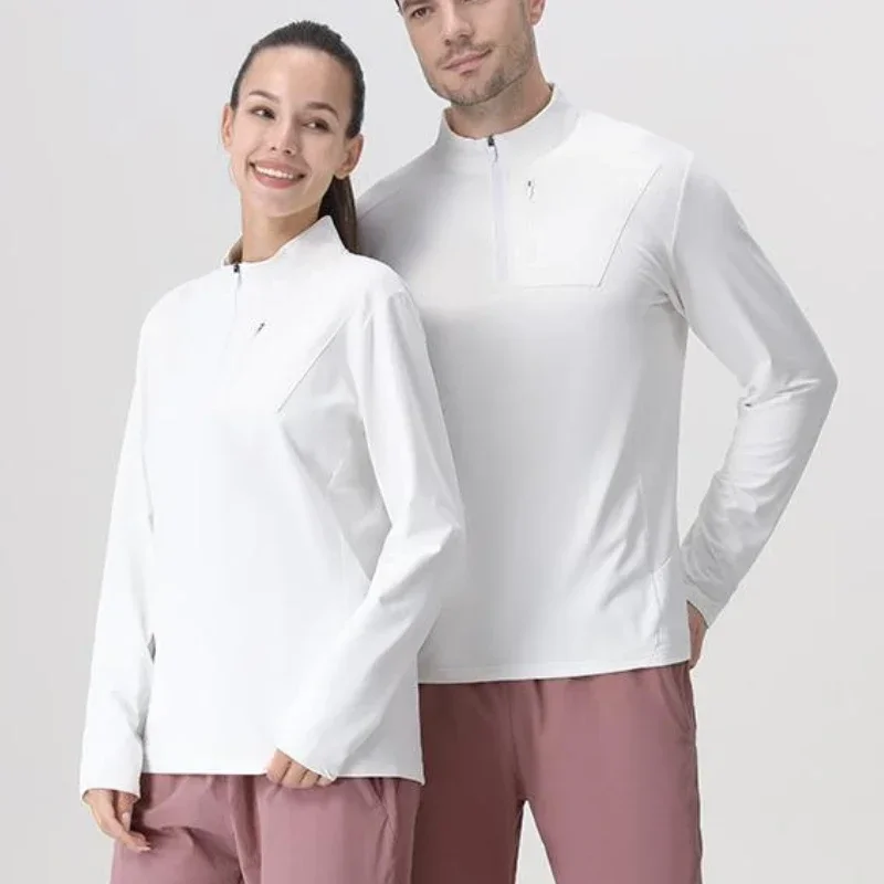 Mens Gym Running Training Fitness Bodybuilding Sport Top Jogging Breathable Activewear Quick Dry Running T-Shirt  Half Zip