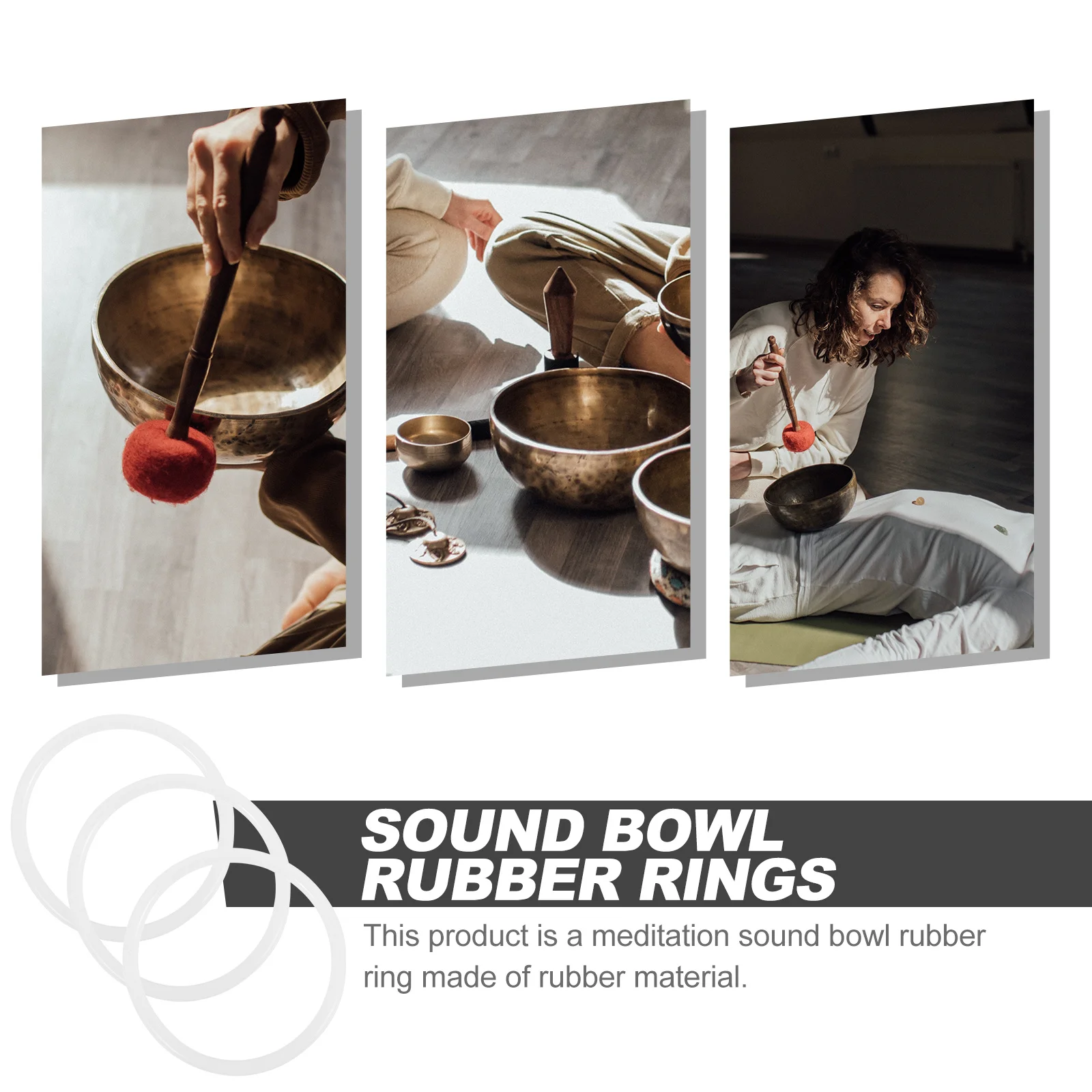 

3Pcs Music Bowl Rubber Rings Smooth Singing Bowl O Rings Sound Cushion Mats for Buddhist Bowls Meditation Decorations