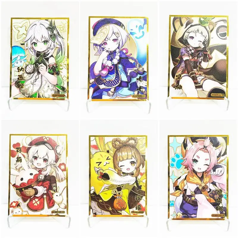 Goddess Story Genshin Impact Klee Nahida Diona Anime Character Bronzing Game Collection Flash Card Cartoon Toys Christmas Gift