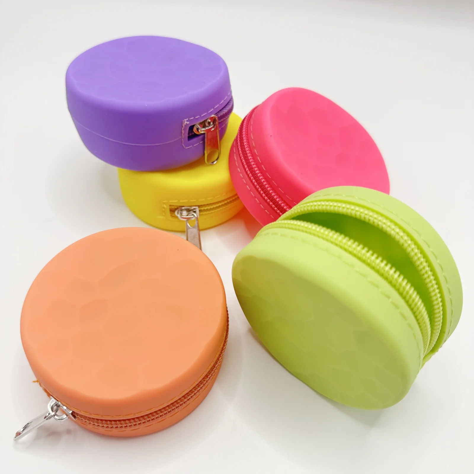 5-piece Candy Color Silicone Mini Round Coin Holder Case Coin Purses For Kids Women Ladies