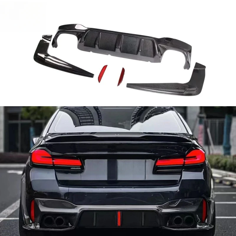 Multifunctional Carbon Fiber Rear Bumper Lip With Corner Pieces, Exterior Sport Tuning Auto Modification Body Ki Protector