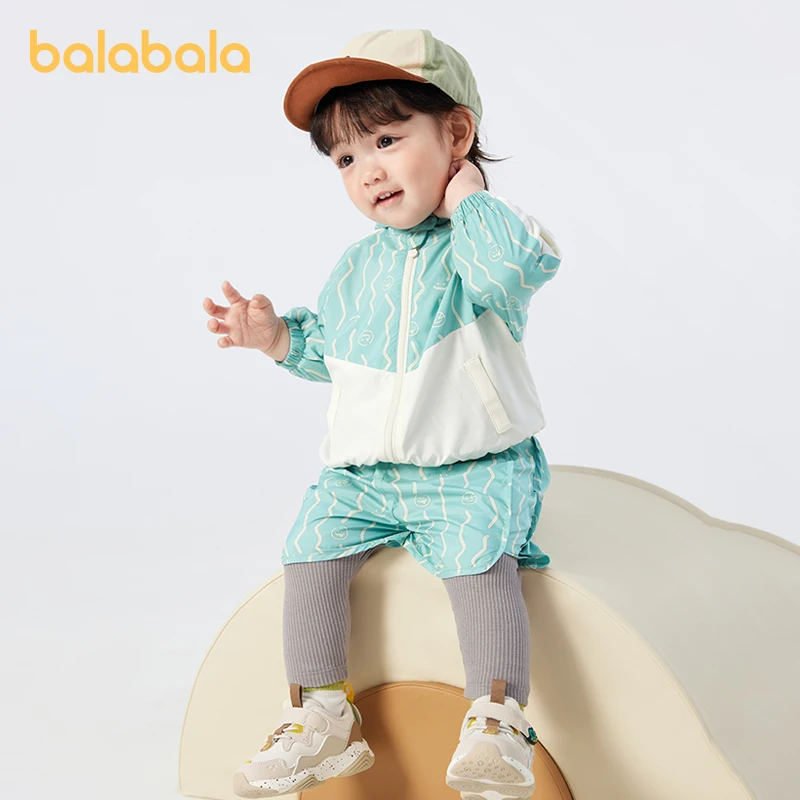 

Balabala Children Outfit Baby Two-Piece Set Boys Girls Clothing 2024 New Style Long-Sleeved Color-Block Sports Suit Trendy