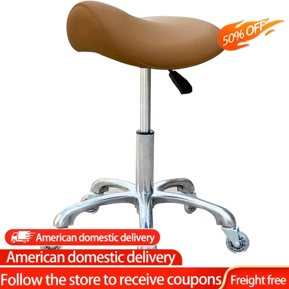 

Professional Saddle Stool with Wheels Ergonomic Swivel Rolling Height Adjustable for Clinic Dentist Beauty Salon Home Office