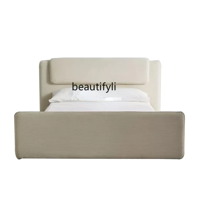 

new Zqmu-solid wood double bed, luxury Nordic bed, soft pack, light and luxury bed ss 26