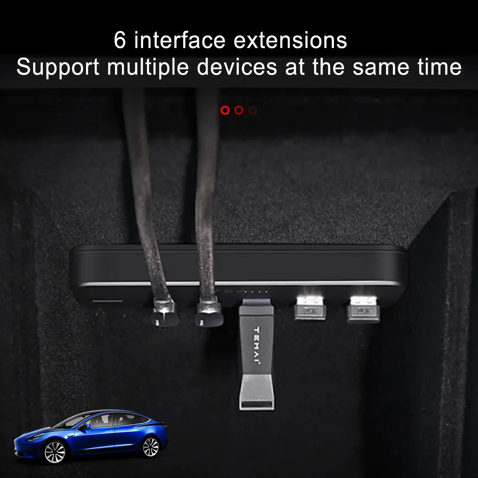 Docking Station per Tesla Model 3 Y Hub USB 27W ricarica rapida intelligente 6 in 2 Type-C Micro SD Model3 modelely 2021-2023