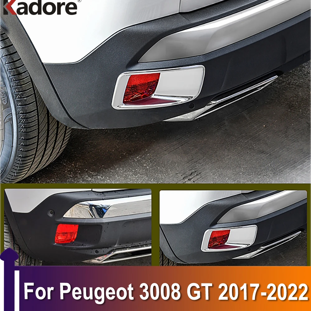 For Peugeot 3008 GT 2017-2020 2021 2022 Chrome Rear Fog Light Lamp Bulb Cover Trim Foglight Shade Hood Accessories Car Styling