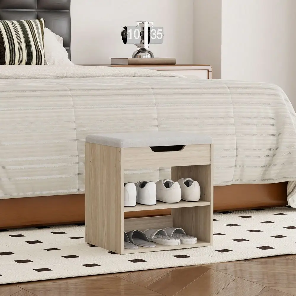 

DoubleLayer Storage Shoe Bench, Shoe Bench With Cushion, MultiLayer Storage Shoe Cabinet, ShoeChanging Bench With Adjustable Sh