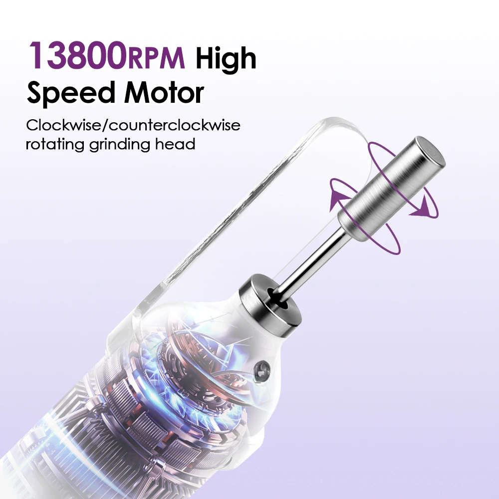 

6 in 1 Electric Nail Polish Drill Machine With LED Light Cordless Electric Manicure Art Pen Tools Nail Grinder For Gel Remover