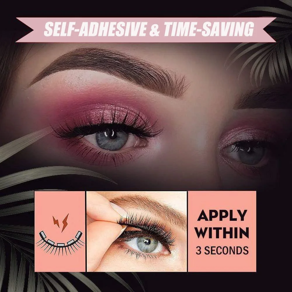 Reusable Self-Adhesive Eyelashes Without Glue Natural Multiple Reversible Glue-free Self-adhesive False Eyelashes Easy Makeup