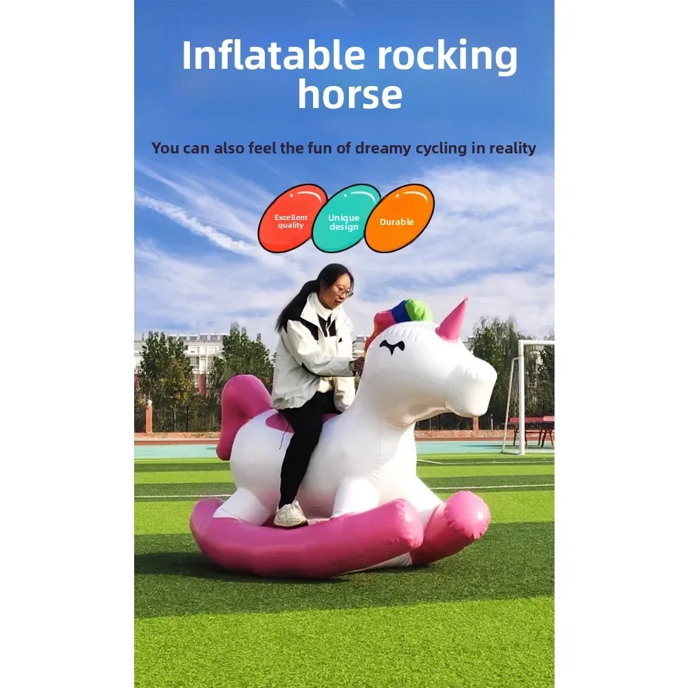 Kids Inflatable Rocking Pony, Ocean Ball Pool Toy, Parent-child Seesaw for Water Park & Amusement Play