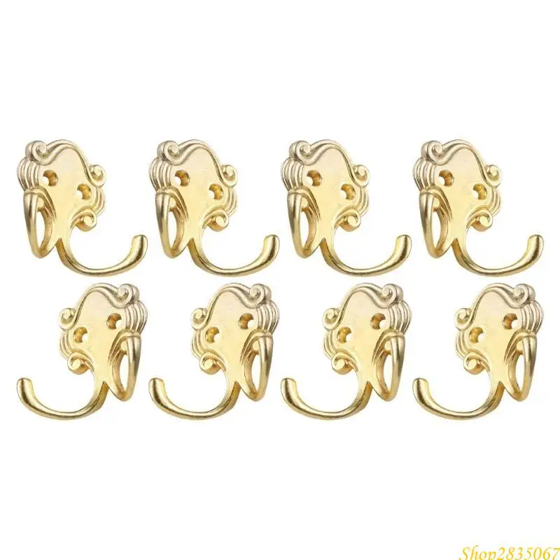 Functional 8Pcs Hanging Hook Metal Wall Hook Decorative Coat Hook set for Towels in Kitchen Bathroom or Entryway 831F