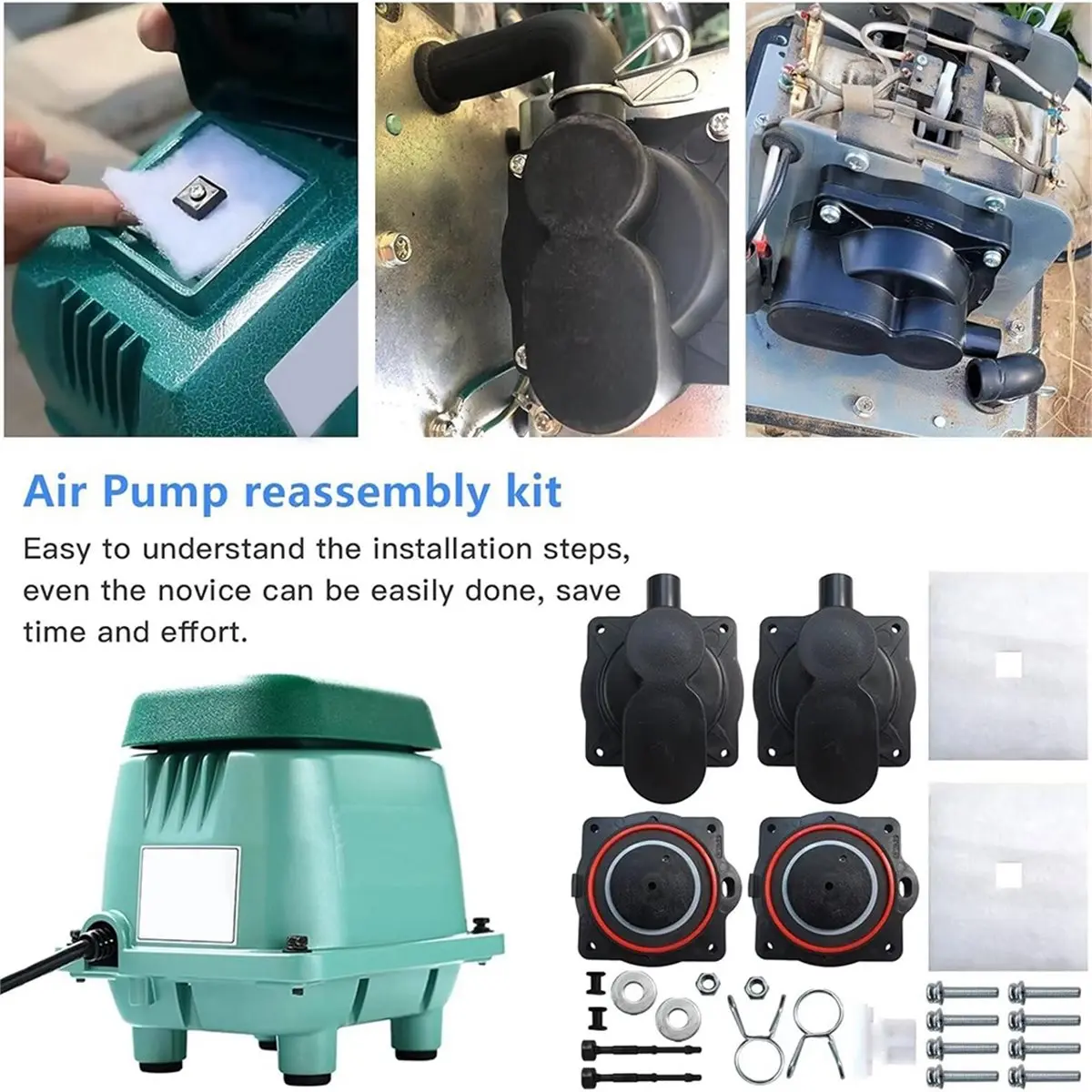 A669P ~Air Pump Rebuild Complete Kit for HP60/80 for Aqua-Aire AA500, with White Switch