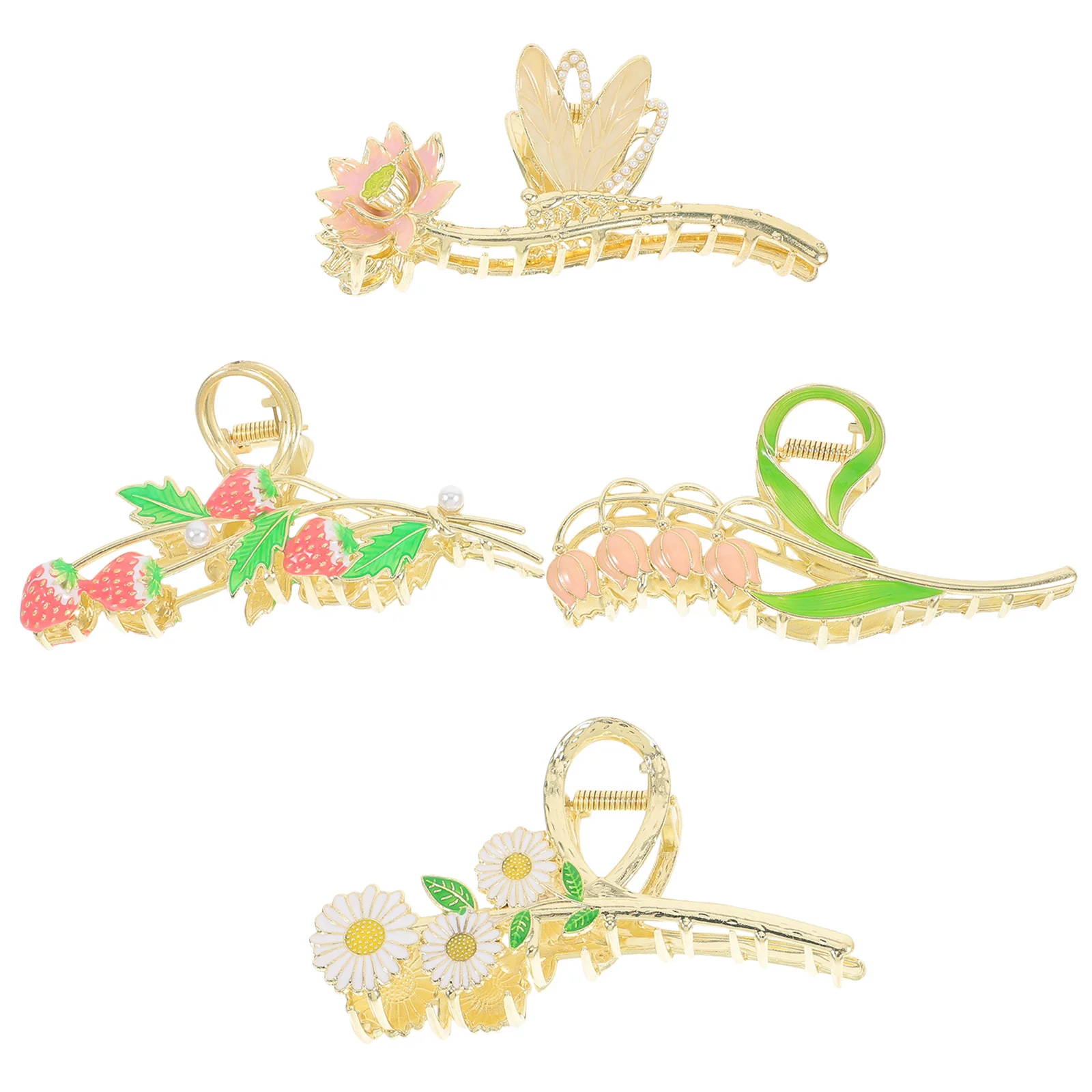 4 قطعة مقاطع رسمت باليد مخلب المشابك للنساء سبيكة عدم الانزلاق مشبك شعر كبير للنساء اكسسوارات مقاطع الشعر السميكة #6