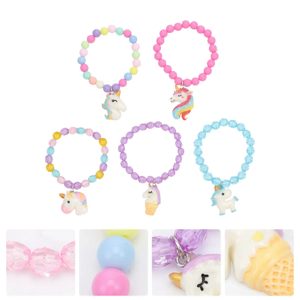 5 pezzi braccialetti per bambini color caramello perline acriliche regolabili decorazioni per il polso dei bambini regalo di festa di compleanno bomboniera