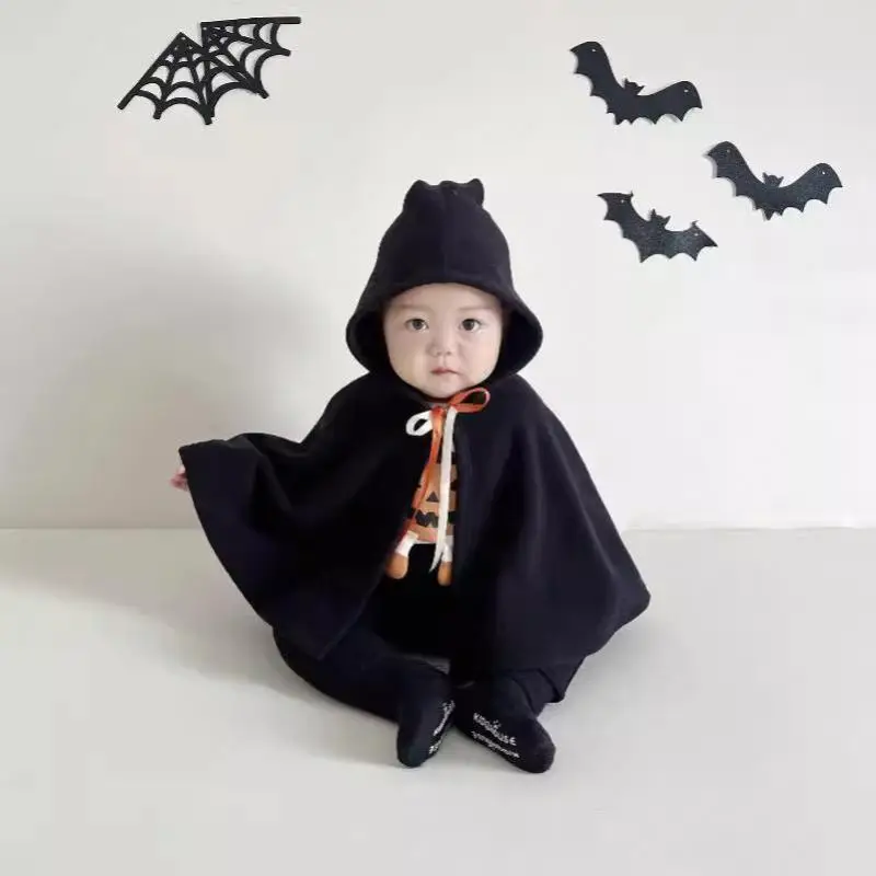 Baby Autumn New Children Cloak Cotton Baby Halloween Cape Girls Shawl Toddler Hooded Coat Infant Cartoon Print Cape