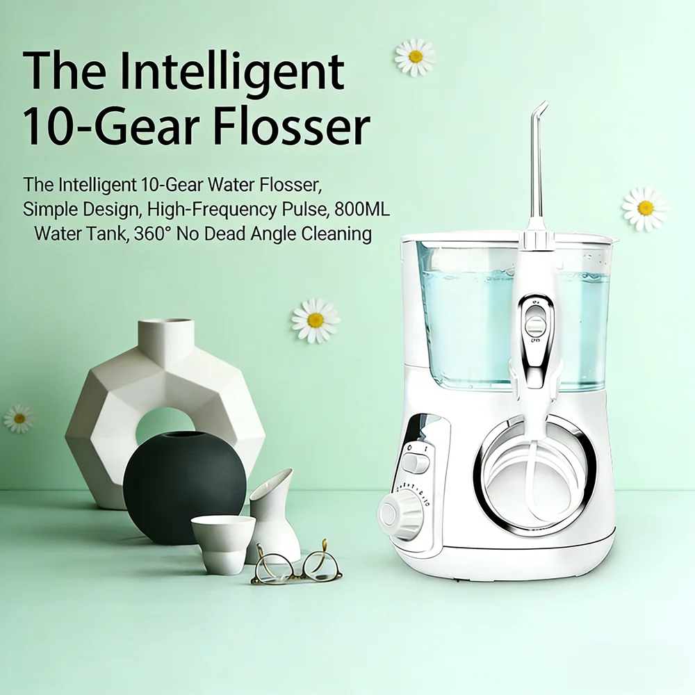 

10 Modes Electric Countertop Water Flosser 800ML Oral Irrigator Dental Water Jet Cleaner Prevent Tooth Decay & Bad Breath