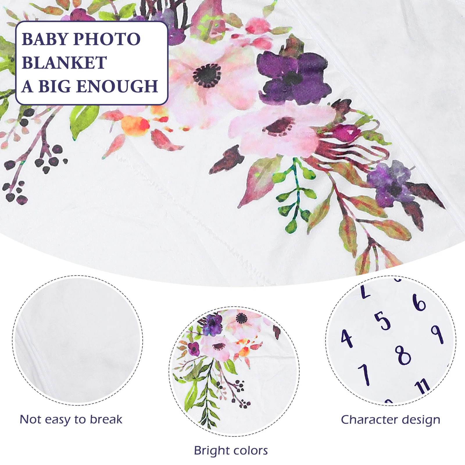 

1Set Baby Monthly Blanket Large Bright Photography Prop Infant Growth Chart Newborn Photo Backdrop Baby Photo Prop