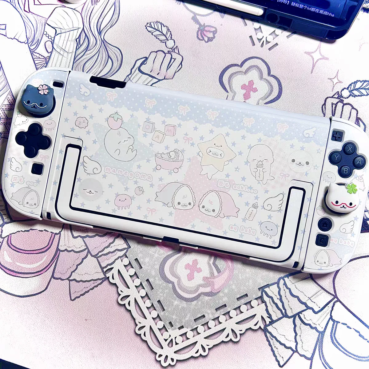 Heart Forest Schutzhülle, originelles Design, niedliche Mamegoma-Hartschale für Switch Oled Switch Lite, kratzfeste Abdeckung