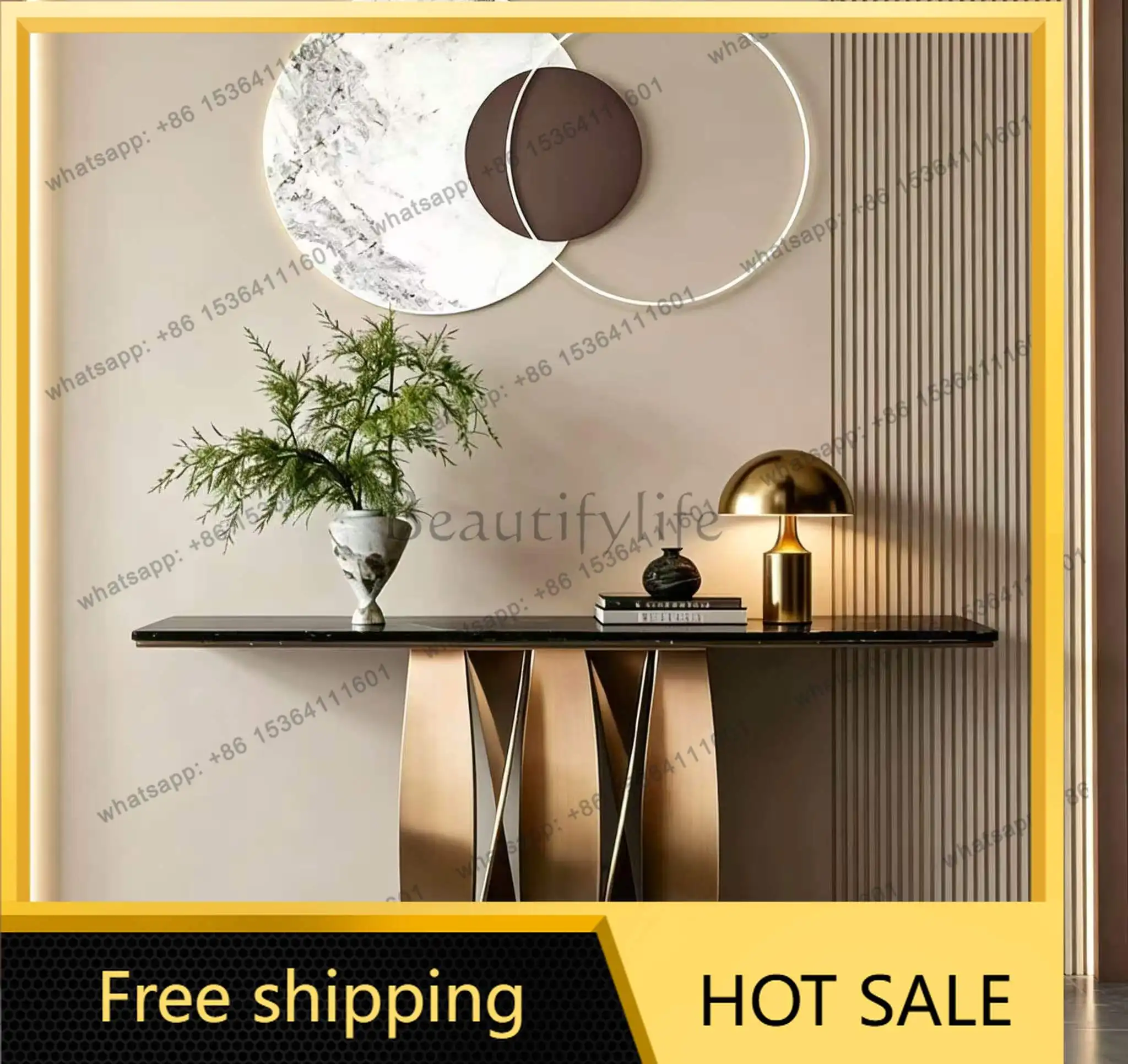 XX. Italian-style minimalist entryway table, simple modern wall-against entryway counter