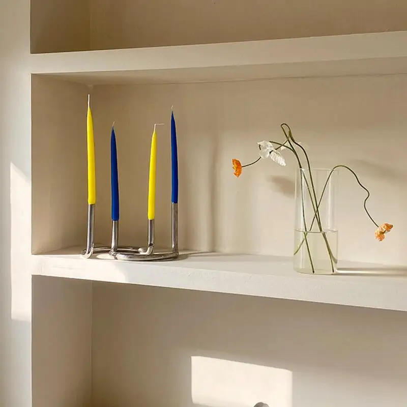 Creative U-shaped Twin Candlestick Nordic Bauhaus Style Stainless Steel Tube Decoration Designer Home Decor Candal Holder Gifts