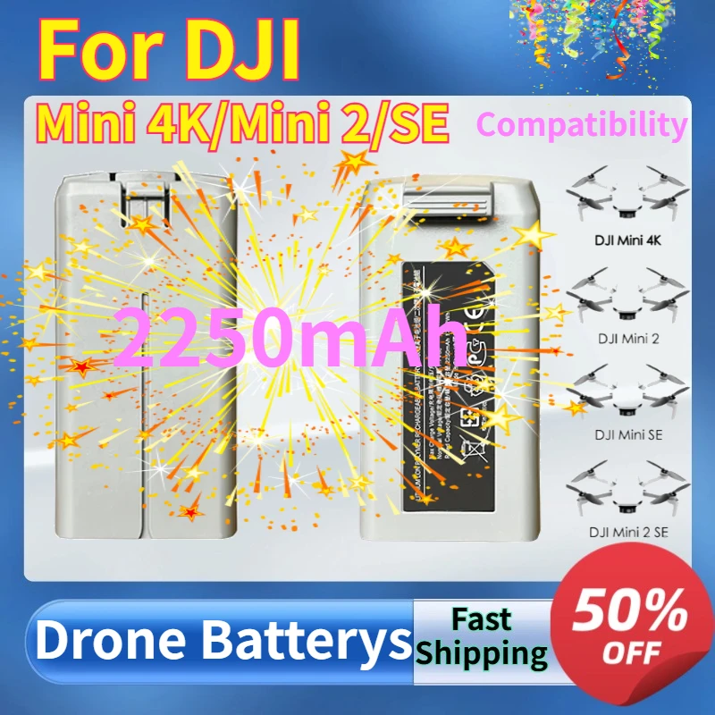 

Brand New 2250mAh Drone Aircraft Rechargeable Battery for DJI Mini 4K/Mini 2/SE Series Intelligent Flight Battery Accessory
