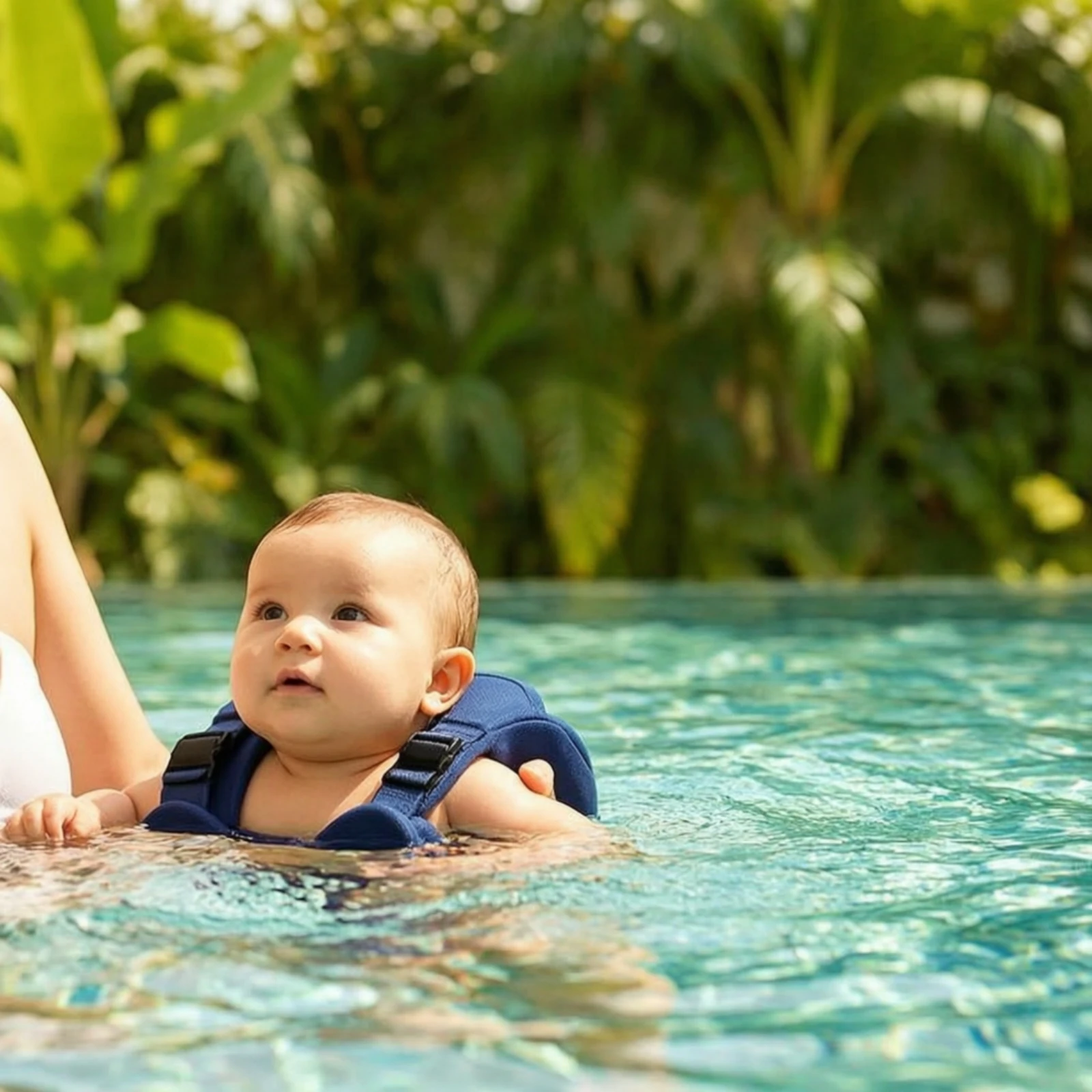 Arnés de Natación de Neopreno, Porta Bebé Acuático con Correas para los Hombros Ajustables para Niños Pequeños, Piscina, Playa