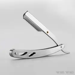 Stainless Steel Razor Holder Golden Men's Manual Folding Straight Edge Shaver Barber Shop Beard Trimmer With Shaving Blade Y1003