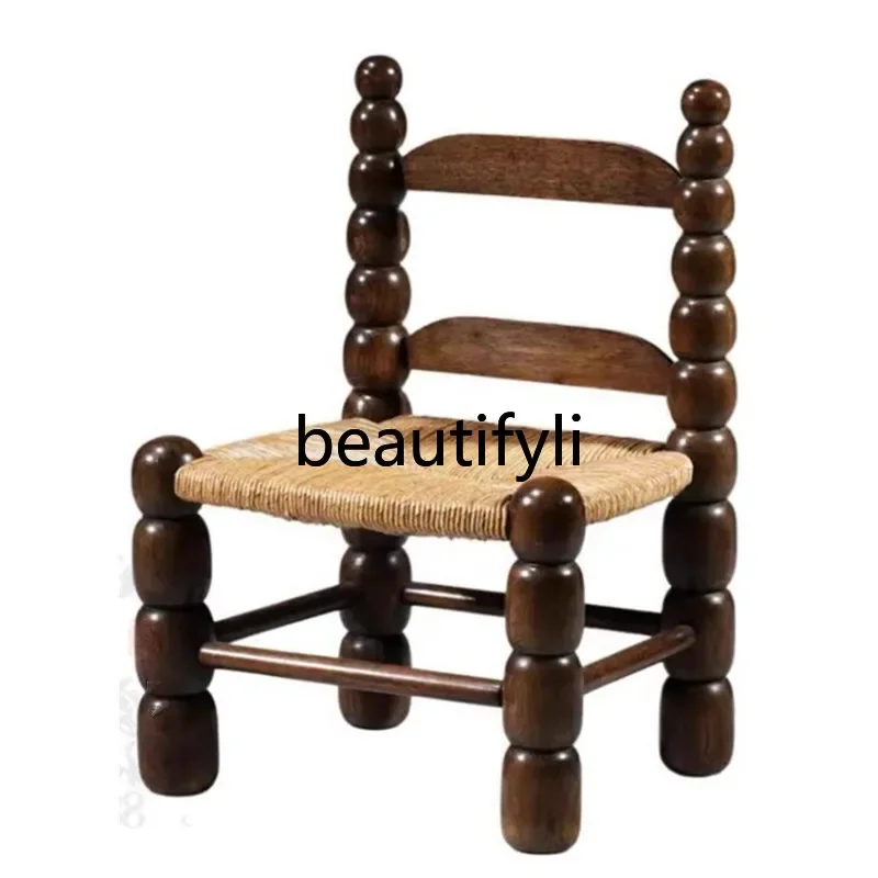 

Chinese retro solid wood dining chair medieval homestay ash wood hand-woven chair simple restaurant leisure chair