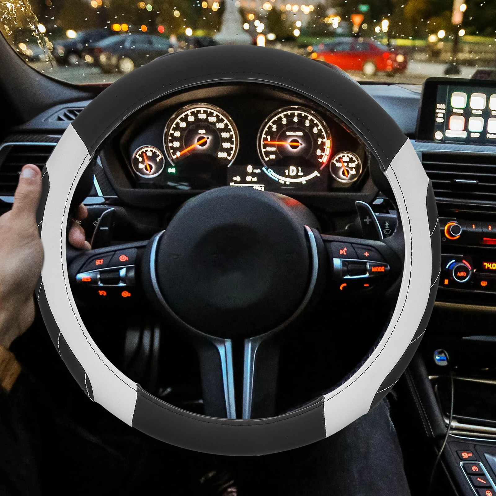 

Microfiber Car Steering Wheel Cover Durable Protector For Women Adjustable Size All Seasons Car Accessories