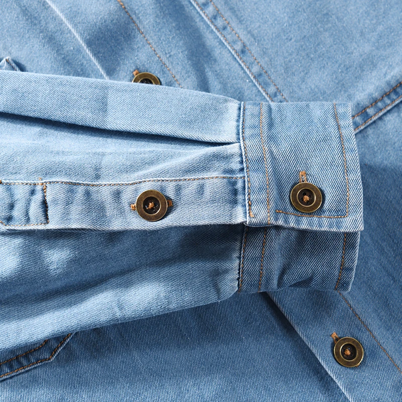 New Unique Design French Quality Cotton Denim Shirt Men Brand Trendy Multiple Pockets Comfortable Top Clothes Chemise Homme