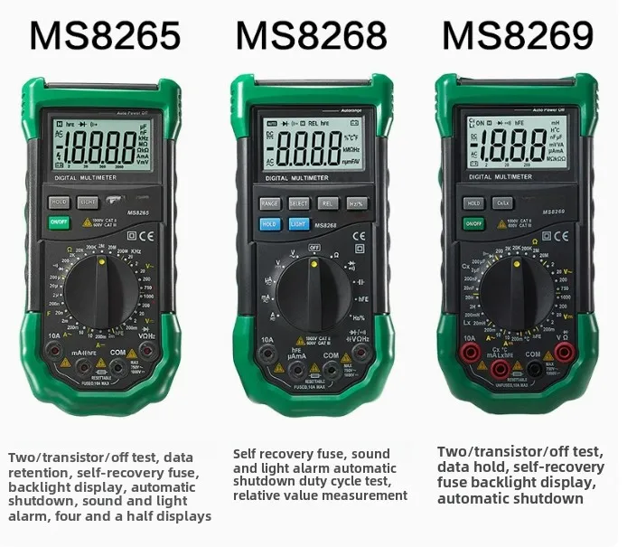 Ms8265 multímetro digital 4 1/2 lcd ac dc tensão corrente resistência capacitância testador medidor teste de diodo de continuidade