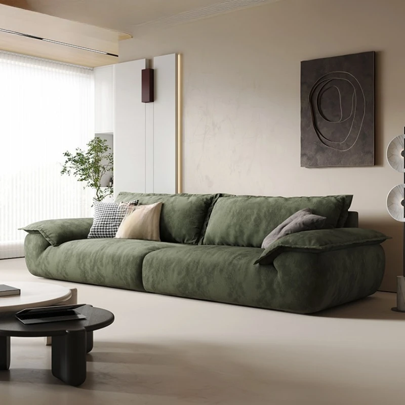 

Medium retro style removable and washable cloth cover sofa living room anti-cat scratch matte suede fabric sofa princess large