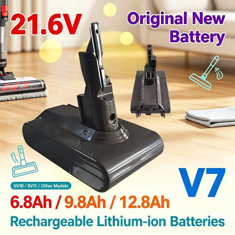 SV10 SV11 Vacuum Cleaner Replacement Battery 21.6V V7 6.8Ah 9.8Ah 12.8Ah Original New Lithium‑ion
