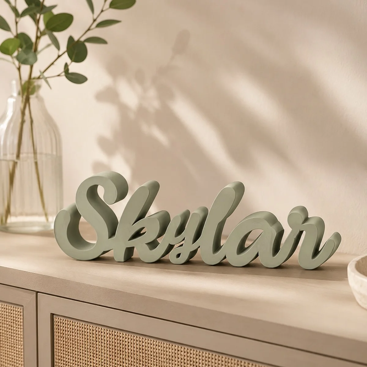1pc Custom cartoon style PVC Wooden Name Plaque, Bedroom Room Table Decor,Ornament for Nursery Baptism Wedding Anniversary Gift