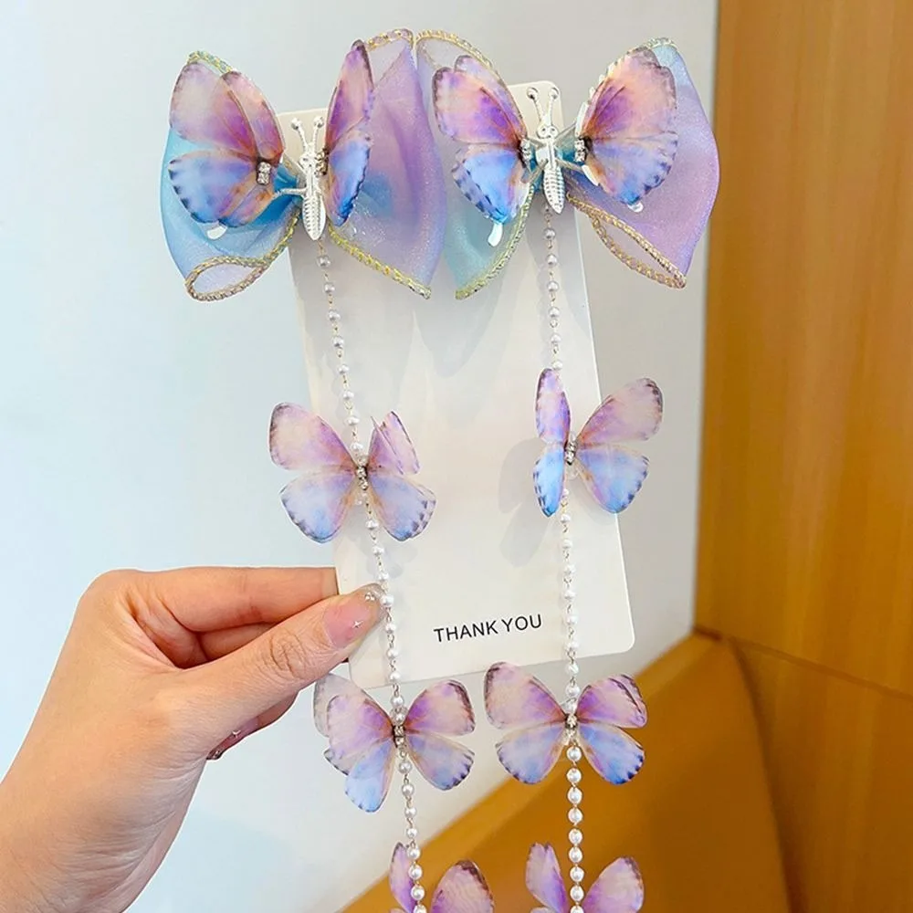 الحلو شبكة اللؤلؤ مضفر دبوس الشعر الملونة شرابة الفتيات المشابك أغطية الرأس سلسلة الشعر المضفر