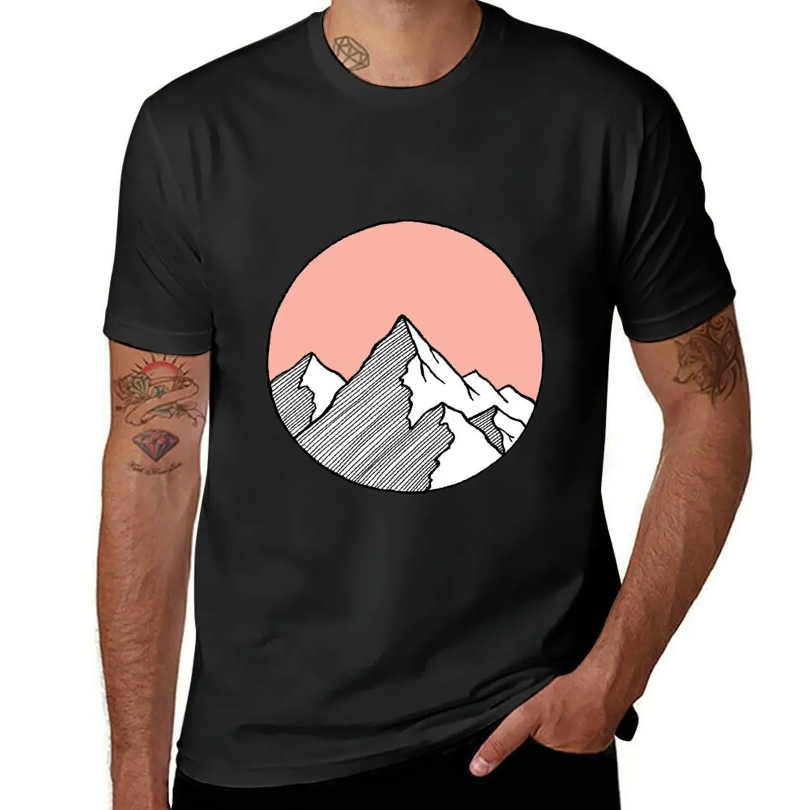 Mountains Sketch T-Shirt man clothes graphic t shirts men workout shirt