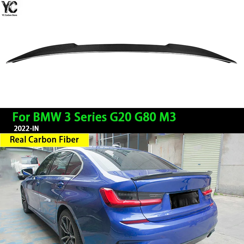 Real Dry Carbon Fiber Trunk Spoiler Wing For BMW New 3 Series G20 Sedan & Its M3 G80 2020-IN 0Boot Lid Lips