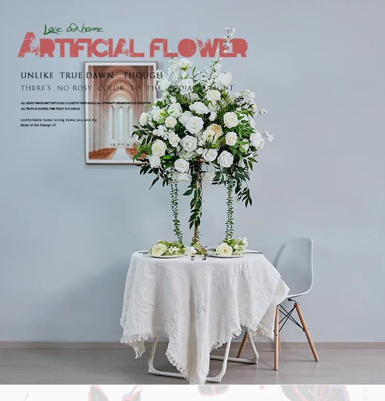 Großhandel Weißer Künstlicher Rosenstrauß DIY Hochzeitsdekoration Fotohintergrund Kunstblumen für Bankette Bankettdekoration – Detail 6