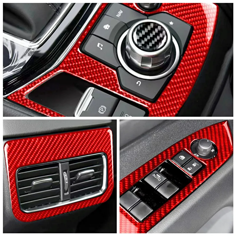 

Red Carbon Fiber Stickers Car Interior Decorative Cover Trim Strips Decal For Mazda CX-5 2017 Car Styling Decoration Accessories