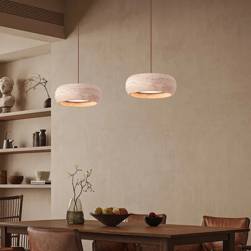 Vintage Stone Pendant Light LED Pendant Lamp  Minimalist Bedroom Bedside Table Lamps Kitchen Dining Room Hanging Chandeliers