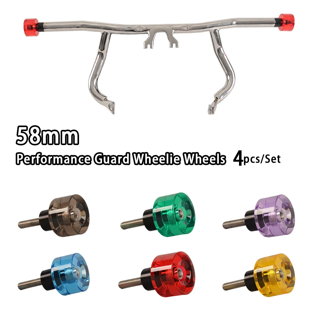 

2 Pairs Transparent 58mm Performance Guard Wheelie Wheels Crash Bar End Cap For Crash Bar Guard Engine Protect Bars