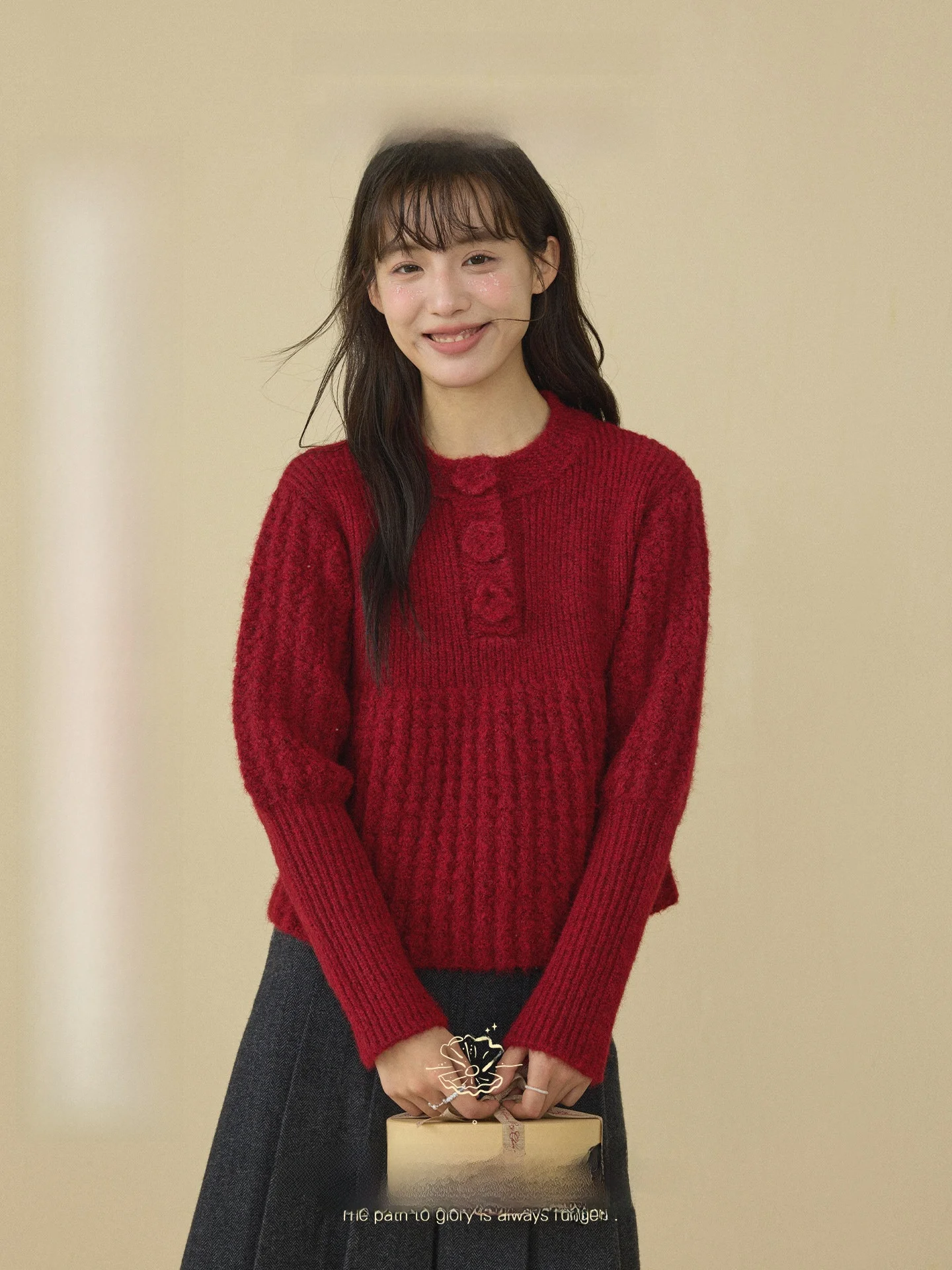 

New Year Nov Elist Knitted Sweater Lazy Style Doll Shirt Red Women's Clothing Festive Polyester Nylon Wool Blend Long Sleeve ...