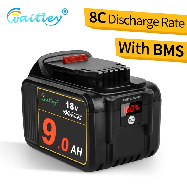 Waitley 2pcs 18v 9.0ah Replacement Lithium Ion Battery For Dewalt Xr Li ion 18v Power Tool And 20 volt Max Tools 9000mah Dcb200 Rechargeable Batteries AliExpress