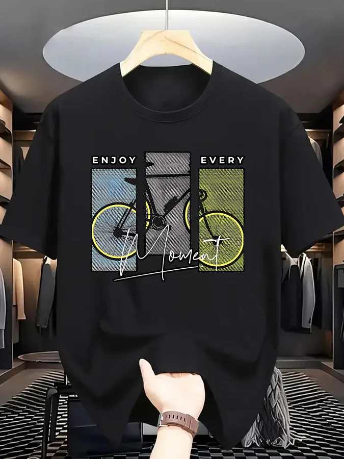 Trendy Printed T-Shirts for Men, Regular Standard Fit Comfortable Short Sleeve Casual Tee, Versatile Everyday Fashion Outfit Top
